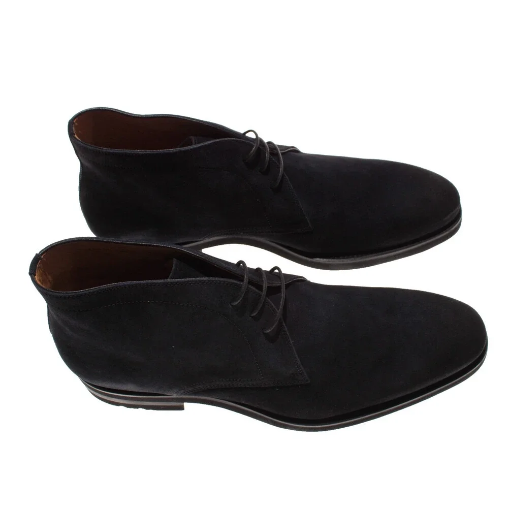 Magnanni NWB Lace Up Chukka Boots Size 44 (US 11) in Navy Blue Suede